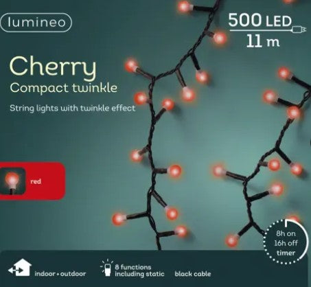 Outdoor LED Cherry Red Lights GB 8 Function Twinkle Effect | 498050