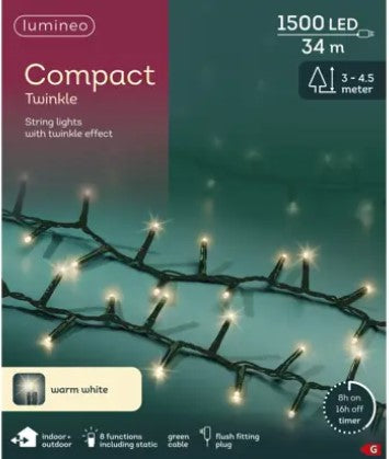 Outdoor LED Warm White Compact Lights GB 8 Function Twinkle Effect | 498917