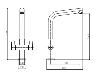 Oda Angular Kitchen Sink Mixer - Black