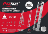 Protool 3-Section Extending 4.2m Ladder | 5006-98
