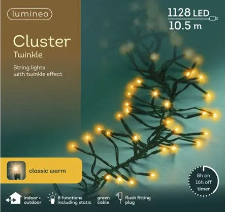 Outdoor LED Classic White Cluster Lights GB 8 Function Twinkle Effect | 500916