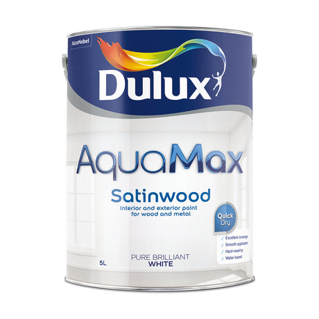 Dulux AquaMax Satinwood Pure Brilliant White 5L | 5775516