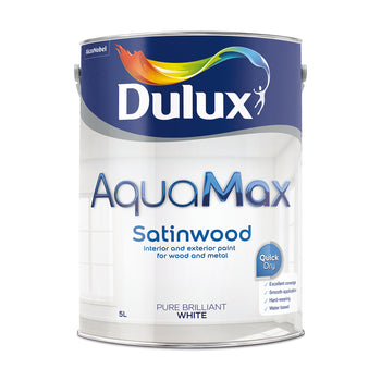 Dulux AquaMax Satinwood Pure Brilliant White 5L | 5775516
