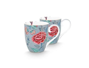 Set/2 Mugs XL Flower Festival Light Blue 450ml │51.002.314