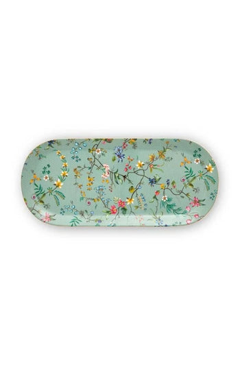 Cake Tray Rectangular Jolie Flowers Blue 33.3x15.5cm | 51.018.109