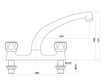 Luna Deck Kitchen Sink Mixer - Chrome | 580006
