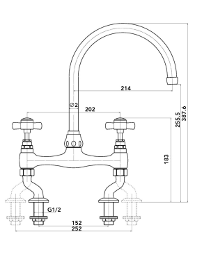 Darcy Dual Bridge Kitchen Sink Mixer - Chrome | 580316