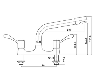 Sienna Lever Deck Kitchen Sink Mixer - Chrome | 598054