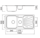 Eirline Plus Bowl & Half Kitchen Sink | 610425K