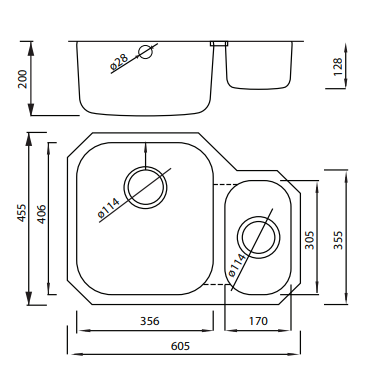 Eirline Karina Left Hand Kitchen Sink | 611162K