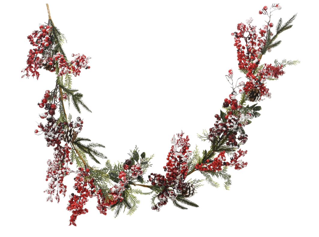 Red Berry Frosted Garland 180cm - Green/Red | 682853
