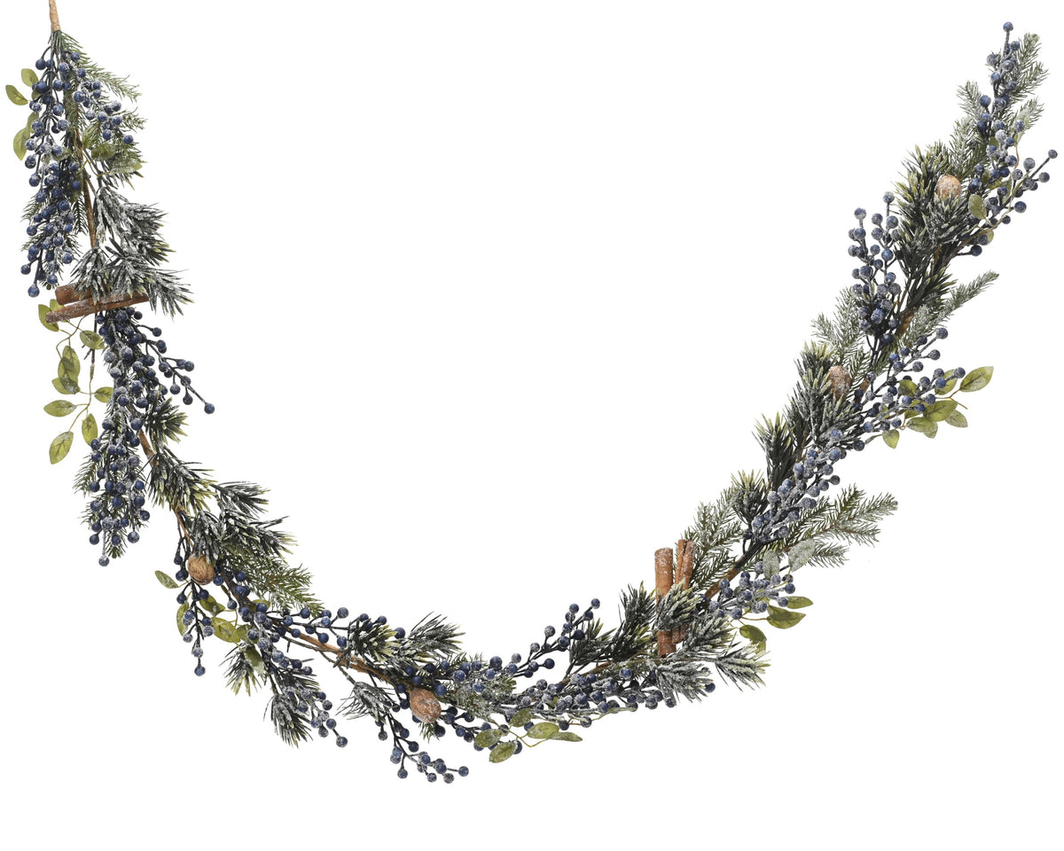 Blue Berry Frosted Garland 180cm - Green/Blue | 687109