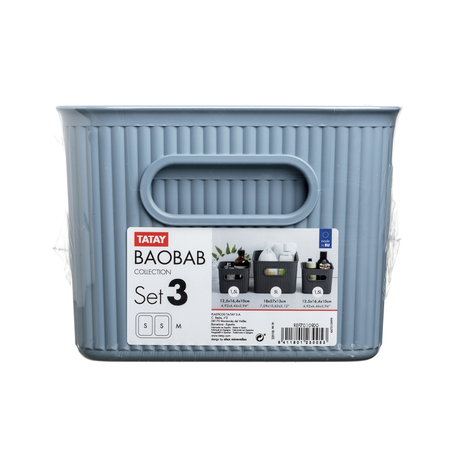 Tatay Baobab Set Of 3 Storage Baskets 5L+ 2x1.5L Blue Mist | 7010900