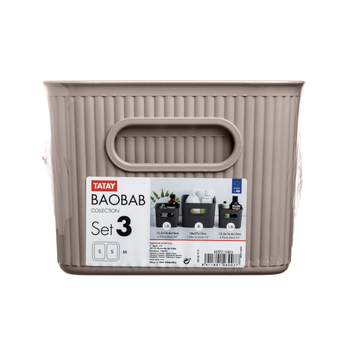 Tatay Baobab Set Of 3 Storage Baskets 5L+ 2x1.5L Taupe | 7010903