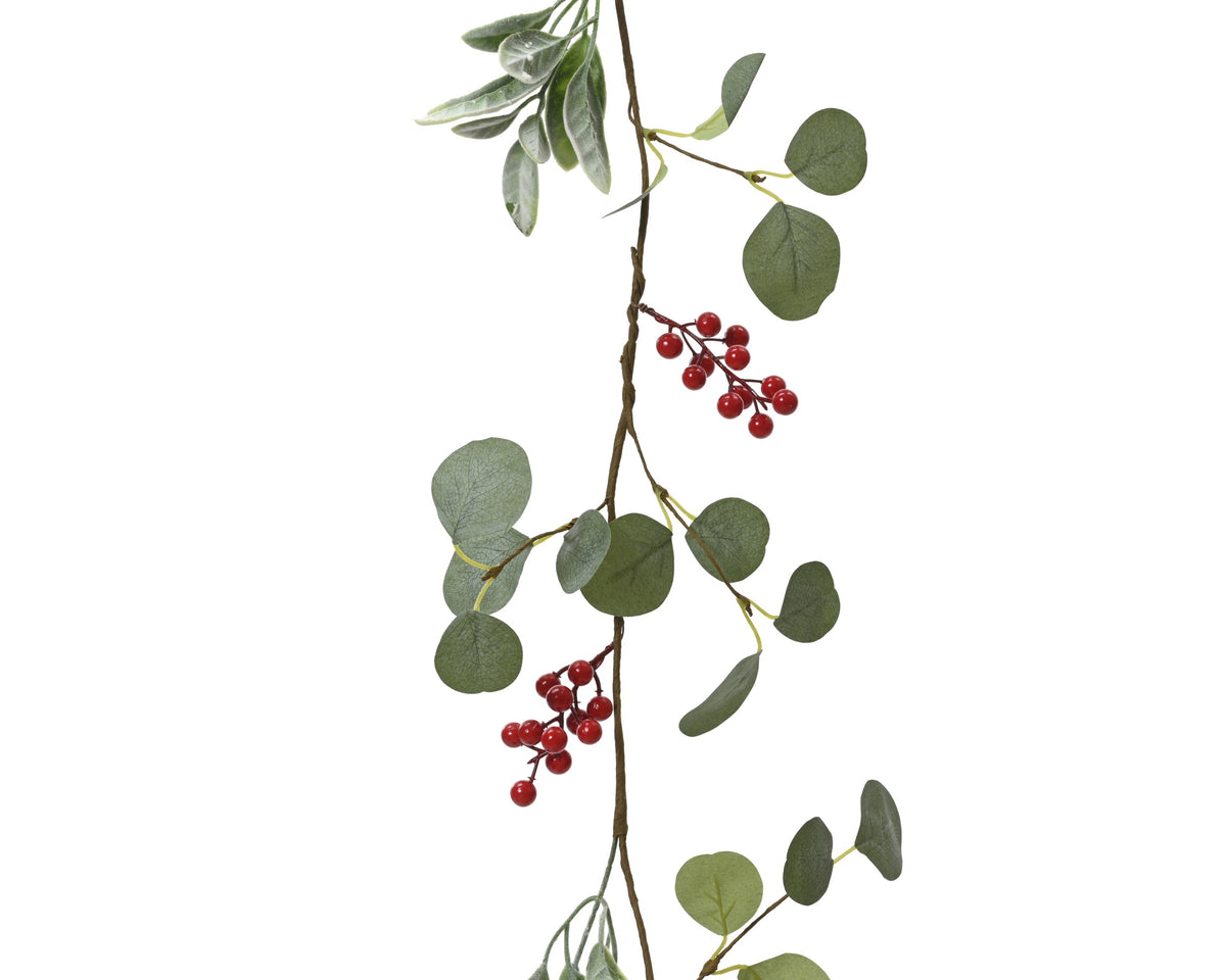 Foam Red Berry & Leaves Garland 150cm |  705032
