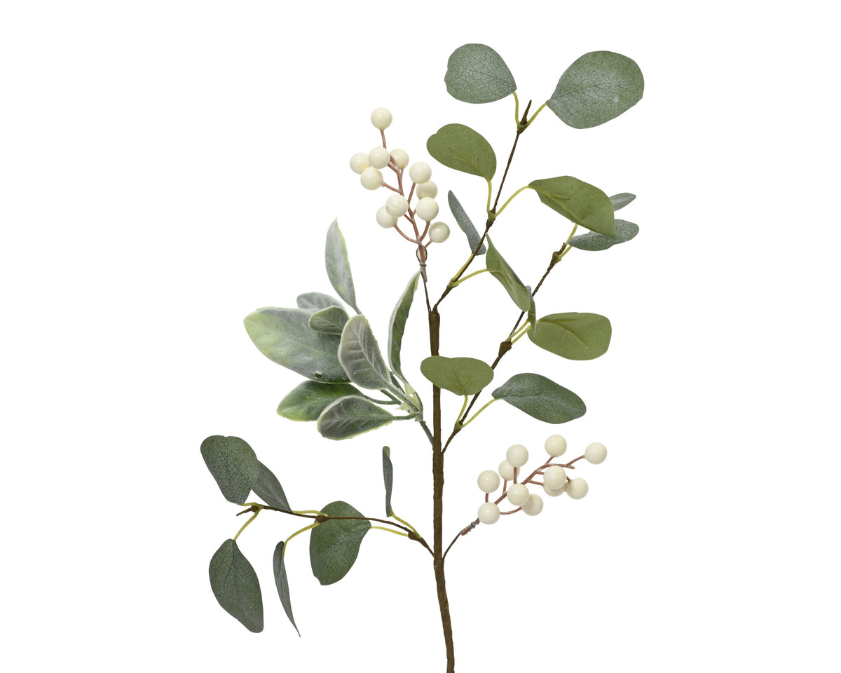 Foam White Berry & Leaves Spray 50cm | 705068