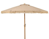 Polyester Outdoor Parasol with Fringe - Taupe | 806390