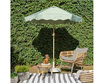 Polyester Outdoor Parasol with Fringe - Grey Green | 806413