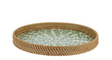 Round Rattan Tray 38cm - Green Leaf | 810006