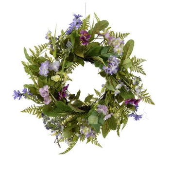 Artificial Hydrangea/Daisy/Peach Blossoms Wreath - Purple | 810224