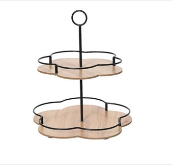 Bamboo Flower & Black Iron 2 Tier Etagere | 833690