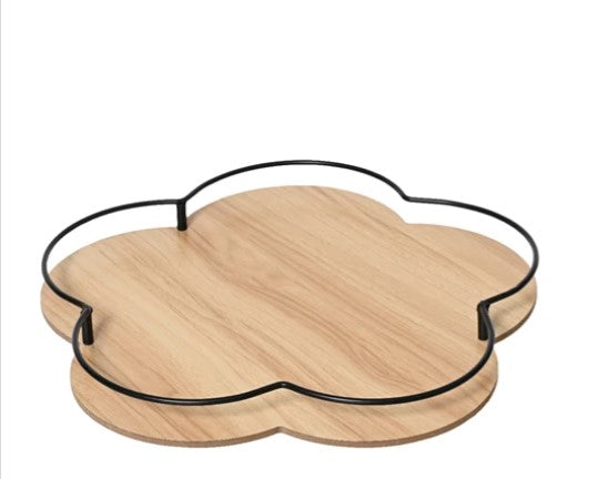 Bamboo Flower & Black Iron Serving Tray | 833691