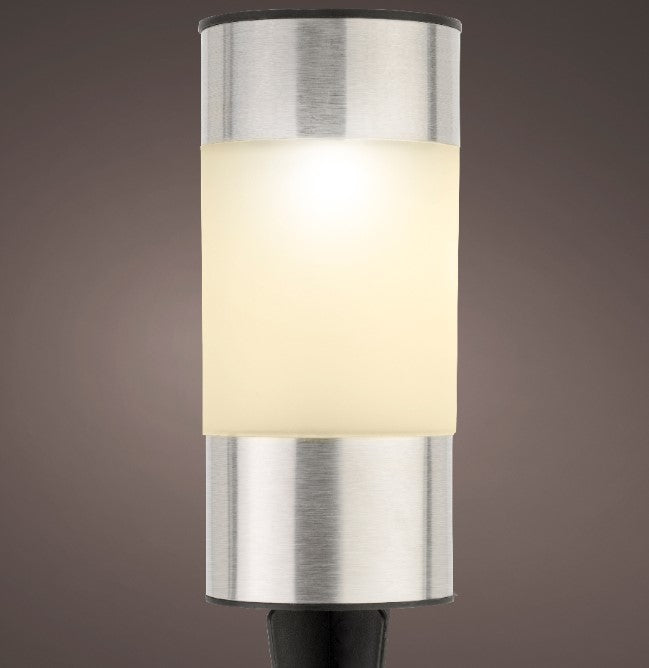 14cm LED Warm White Solar Stake Light - Stainless Steel | 894813