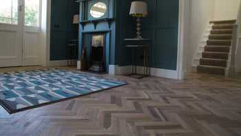 Block Double Smoked & Natural Oiled White Oak Tumbled Wood Solid Flooring 60mm | 9013A