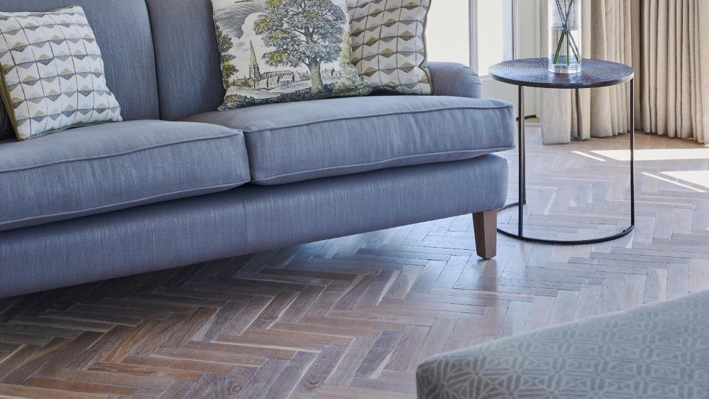 Block Double Smoked & Natural Oiled White Oak Tumbled Wood Solid Flooring 60mm | 9013A