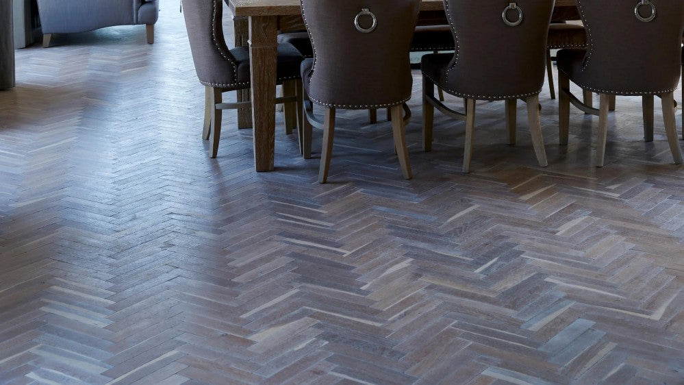 Block Double Smoked & Natural Oiled White Oak Tumbled Wood Solid Flooring 60mm | 9013A