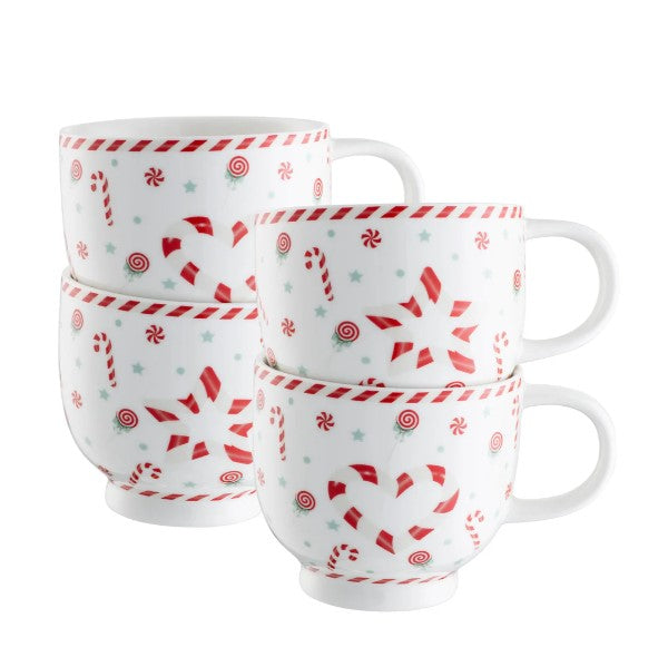 Belleek Living Peppermint Party Set - 4 Footed Mugs | 9516