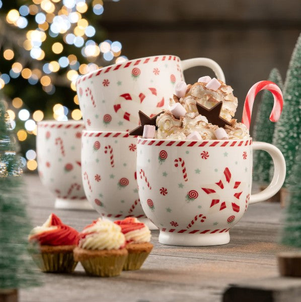 Belleek Living Peppermint Party Set - 4 Footed Mugs | 9516