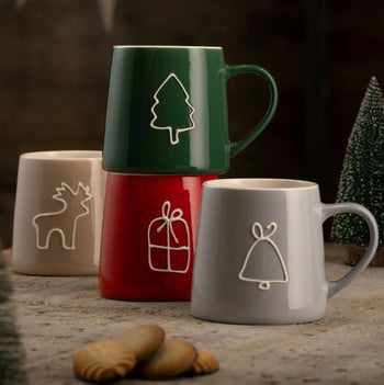 Belleek Living Christmas Doodles Mugs Set of 4 | 9586