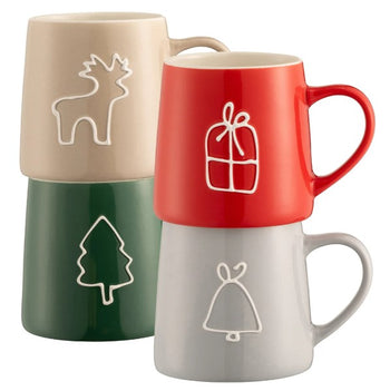 Belleek Living Christmas Doodles Mugs Set of 4 | 9586