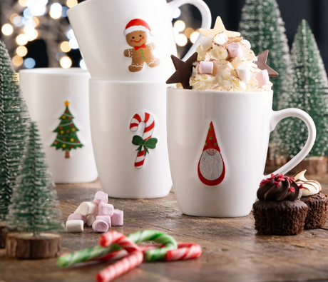 Belleek Living Christmas Motif Embossed Mugs Set of 4 | 9622