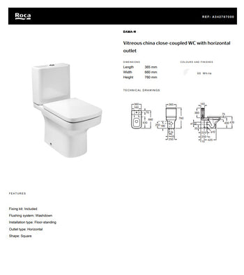 Dama-N Vitreous China Close-Coupled WC with Horizontal Outlet | A342787000