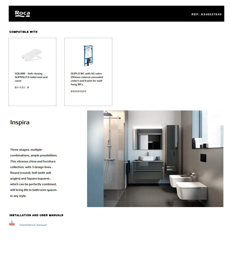Square Vitreous China Rimless Wall-Hung WC with Horizontal Outlet