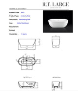 Paris Freestanding Bath 1655mm | A670/1655