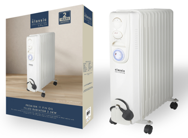 Classic Collection Premium 11 Fin Oil Rad with Timer | ALLHEA1004