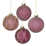 Set Of 4 Pink & Gold Glass Baubles | APH213