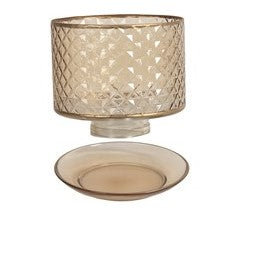 Aromatize Shade and Tray Quilted Glass - Amber and Gold 16cm | AR2014