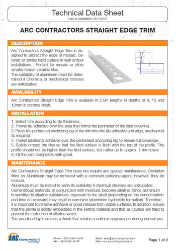 8mm Contractors Straight Edge Trim - Chrome Finish | ATCT001