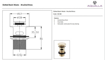 Domed Basin Waste Slotted – Brushed Brass
