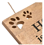 Paw Prints Mango Wood Plaque - Home Is Where The P | BB615