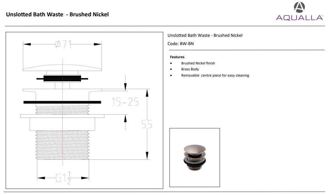 Bath Clicker Waste – Brushed Nickel