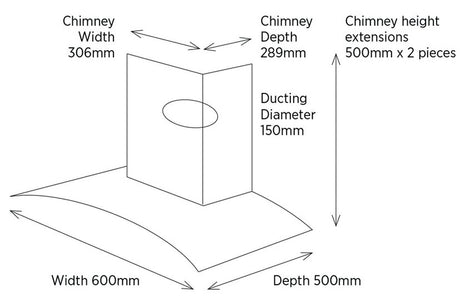 Belling 60cm Curved Glass Chimney Hood-Stainless/Steel | CHIM604GSTA