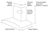 Belling 60cm Curved Glass Chimney Hood-Stainless/Steel | CHIM604GSTA