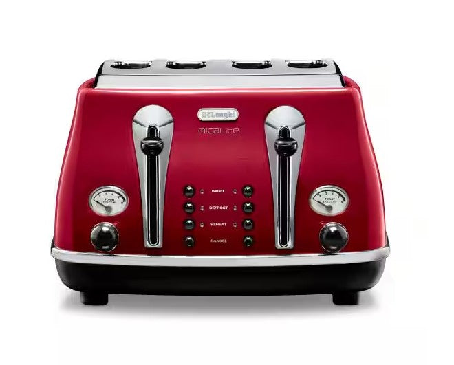 DeLonghi Icona Micalite 4 slice Toaster - Red | CTOM4003.R
