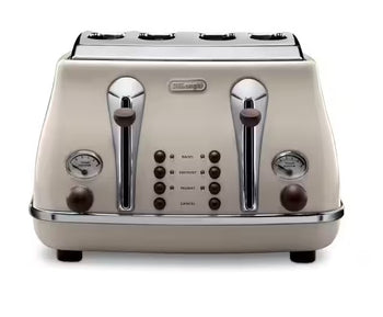 DeLonghi Icona Vintage 4 slice Toaster - Beige | CTOV4003.BG