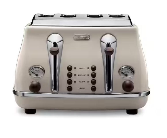 DeLonghi Icona Vintage 4 slice Toaster - Beige | CTOV4003.BG